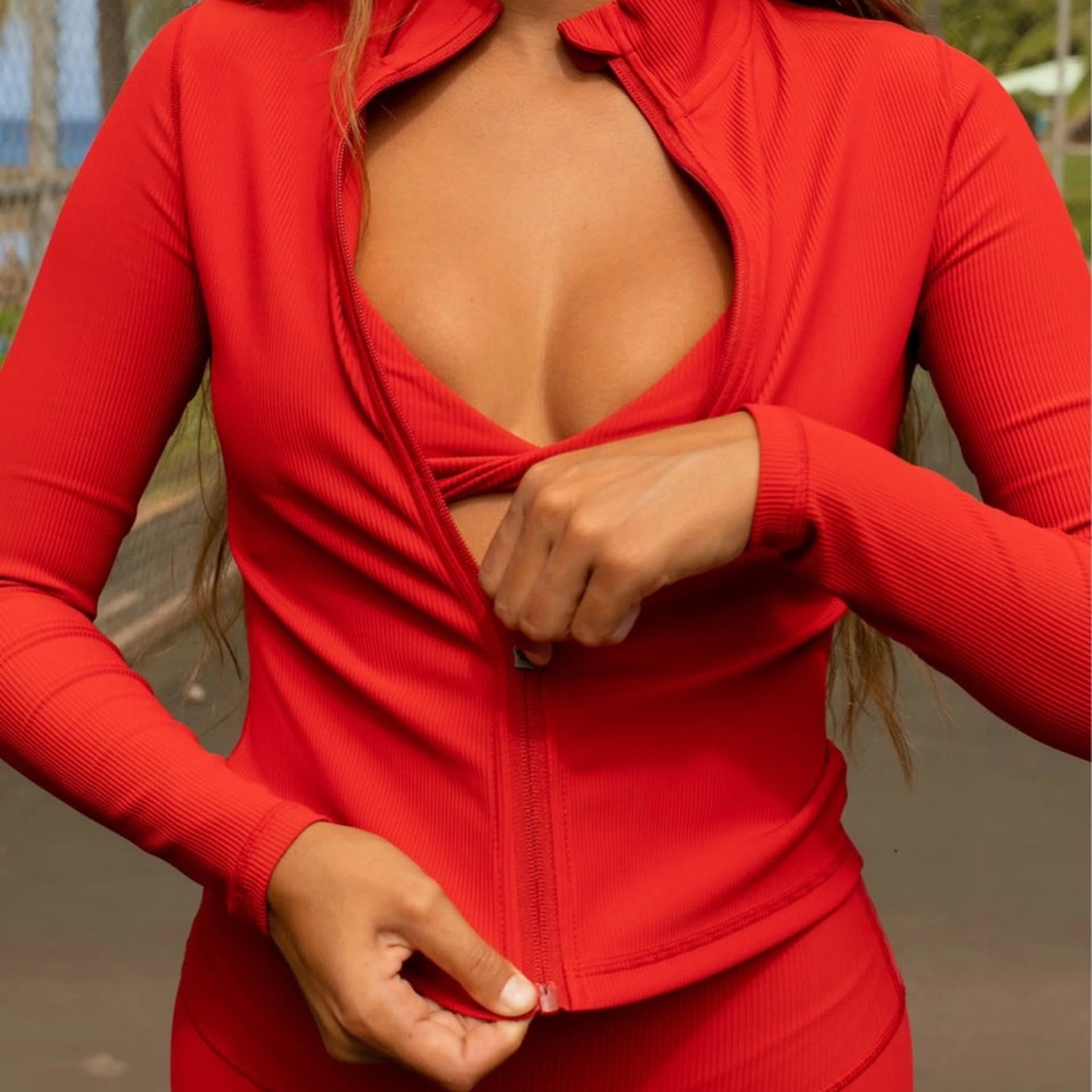 NWOT - Active by Teal Power Full Zip Jacket - Candy Red - Picture 4 of 4